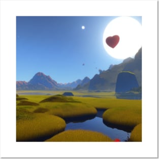 Valentine Wall Art - You are the sun that warms my heart - Unique Valentine Fantasy Planet Landsape - Photo print, canvas, artboard print, Canvas Print and T shirt Posters and Art